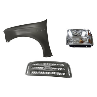 Replacement - 3-Piece Kit (Driver Side Headlight, Grille, Front Driver Side Fender) (Standard Line)