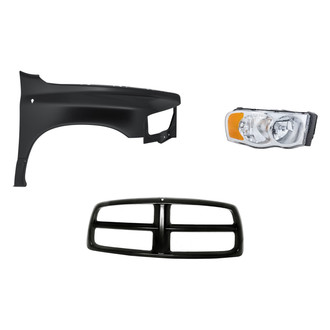 Replacement BNDL-253897 - 3-Piece Kit (Passenger Side Headlight, Grille Shell, Front Passenger Side Fender) (Standard Line)