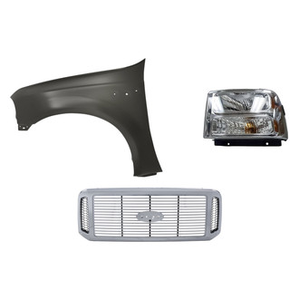 Replacement - 3-Piece Kit (Driver Side Headlight, Grille, Front Driver Side Fender) (Standard Line)