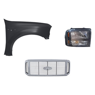 Replacement - 3-Piece Kit (Passenger Side Headlight, Grille, Front Passenger Side Fender) (Standard Line)