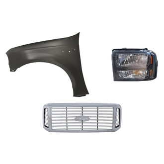 Replacement - 3-Piece Kit (Driver Side Headlight, Grille, Front Driver Side Fender) (Standard Line)