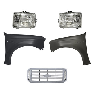 Replacement - 5-Piece Kit (Driver and Passenger Side Headlights, Grille, Driver and Passenger Side Fenders) (Standard Line)