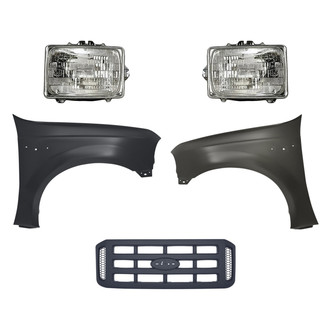 Replacement - 5-Piece Kit (Driver and Passenger Side Headlights, Grille, Driver and Passenger Side Fenders) (Standard Line)