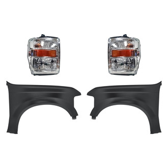 Replacement - 4-Piece Kit (Driver and Passenger Side Headlights, Driver and Passenger Side Fenders) (Standard Line)
