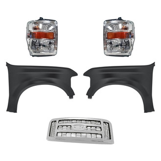 Replacement - 5-Piece Kit (Driver and Passenger Side Headlights, Grille, Driver and Passenger Side Fenders) (Standard Line)