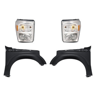 Replacement - 4-Piece Kit (Driver and Passenger Side Headlights, Driver and Passenger Side Fenders) (CAPA Certified)