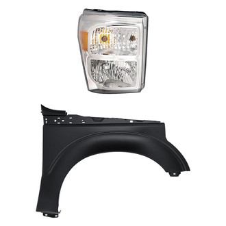 Replacement - 2-Piece Kit (Passenger Side Headlight, Front Passenger Side Fender) (CAPA Certified)