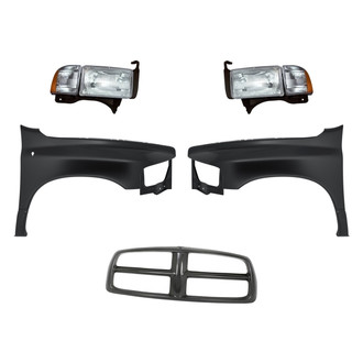 Replacement - 5-Piece Kit (Driver and Passenger Side Headlights, Grille Frame, Driver and Passenger Side Fenders) (Standard Line)