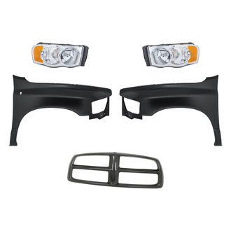 Replacement BNDL-254089 - 5-Piece Kit (Driver and Passenger Side Headlights, Grille Frame, Driver and Passenger Side Fenders) (Standard Line)