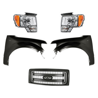 Replacement - 5-Piece Kit (Driver and Passenger Side Headlights, Grille, Driver and Passenger Side Fenders) (CAPA Certified)