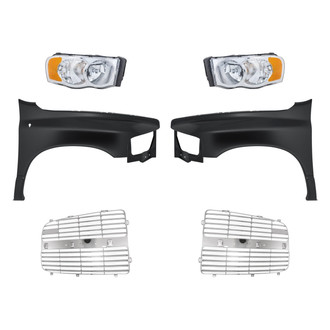 Replacement - 6-Piece Kit (Driver and Passenger Side Headlights, Driver and Passenger Side Grille Inserts, Driver and Passenger Side Fenders) (Standard Line)