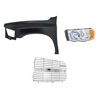 Replacement BNDL-254124 - 3-Piece Kit (Driver Side Headlight, Driver Side Grille Insert, Front Driver Side Fender) (Standard Line)