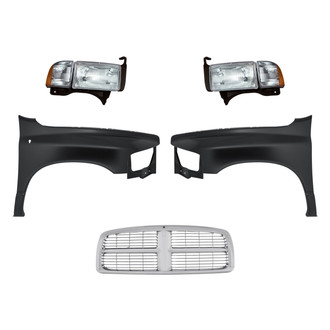 Replacement - 5-Piece Kit (Driver and Passenger Side Headlights, Grille, Driver and Passenger Side Fenders) (Standard Line)