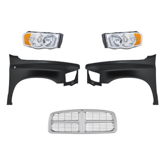 Replacement - 5-Piece Kit (Driver and Passenger Side Headlights, Grille, Driver and Passenger Side Fenders) (Standard Line)