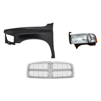 Replacement - 3-Piece Kit (Driver Side Headlight, Grille, Front Driver Side Fender) (Standard Line)