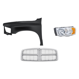 Replacement - 3-Piece Kit (Driver Side Headlight, Grille, Front Driver Side Fender) (Standard Line)
