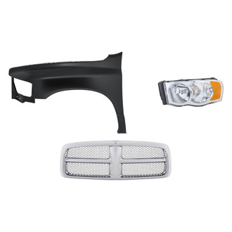 Replacement - 3-Piece Kit (Driver Side Headlight, Grille, Front Driver Side Fender) (Standard Line)