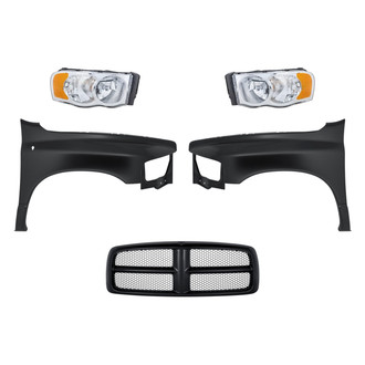 Replacement - 5-Piece Kit (Driver and Passenger Side Headlights, Grille, Driver and Passenger Side Fenders) (Standard Line)