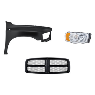 Replacement - 3-Piece Kit (Passenger Side Headlight, Grille, Front Passenger Side Fender) (Standard Line)