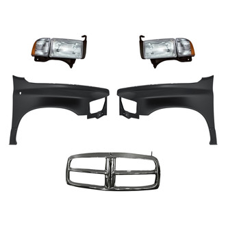 Replacement - 5-Piece Kit (Driver and Passenger Side Headlights, Outer Grille Shell, Driver and Passenger Side Fenders) (Standard Line)