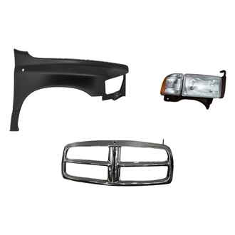 Replacement - 3-Piece Kit (Passenger Side Headlight, Outer Grille Shell, Front Passenger Side Fender) (Standard Line)