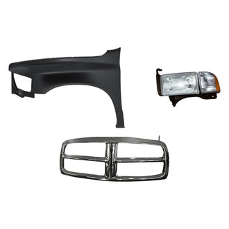Replacement - 3-Piece Kit (Driver Side Headlight, Outer Grille Shell, Front Driver Side Fender) (Standard Line)