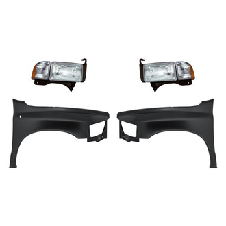 Replacement - 4-Piece Kit (Driver and Passenger Side Headlights, Driver and Passenger Side Fenders) (CAPA Certified)