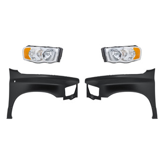 Replacement - 4-Piece Kit (Driver and Passenger Side Headlights, Driver and Passenger Side Fenders) (CAPA Certified)