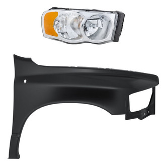 Replacement - 2-Piece Kit (Passenger Side Headlight, Front Passenger Side Fender) (CAPA Certified)