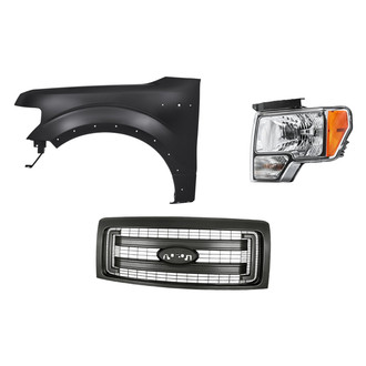 Replacement - 3-Piece Kit (Driver Side Headlight, Grille, Front Driver Side Fender) (CAPA Certified)