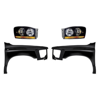 Replacement - 4-Piece Kit (Driver and Passenger Side Headlights, Driver and Passenger Side Fenders) (Standard Line)