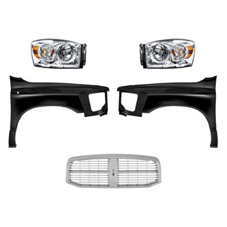 Replacement - 5-Piece Kit (Driver and Passenger Side Headlights, Grille, Driver and Passenger Side Fenders) (Standard Line)