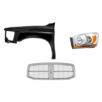 Replacement - 3-Piece Kit (Driver Side Headlight, Grille, Front Driver Side Fender) (Standard Line)