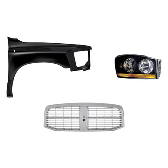Replacement - 3-Piece Kit (Passenger Side Headlight, Grille, Front Passenger Side Fender) (Standard Line)