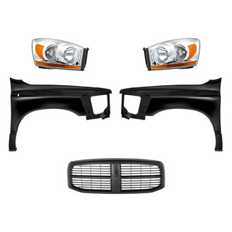 Replacement - 5-Piece Kit (Driver and Passenger Side Headlights, Grille, Driver and Passenger Side Fenders) (Standard Line)