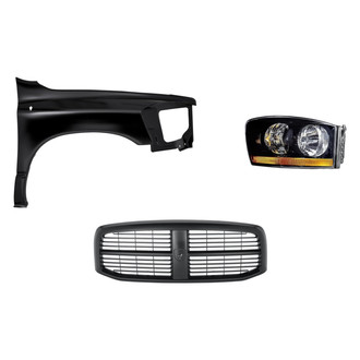 Replacement - 3-Piece Kit (Passenger Side Headlight, Grille, Front Passenger Side Fender) (Standard Line)