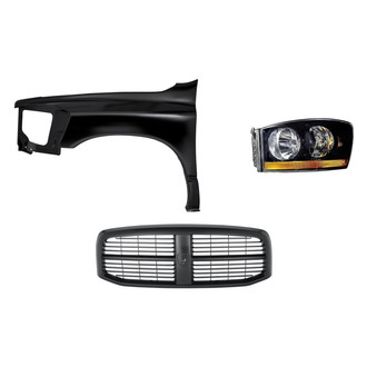 Replacement - 3-Piece Kit (Driver Side Headlight, Grille, Front Driver Side Fender) (Standard Line)
