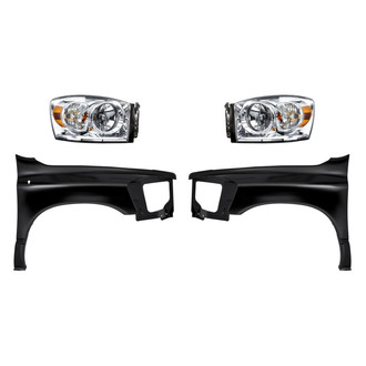 Replacement - 4-Piece Kit (Driver and Passenger Side Headlights, Driver and Passenger Side Fenders) (CAPA Certified)