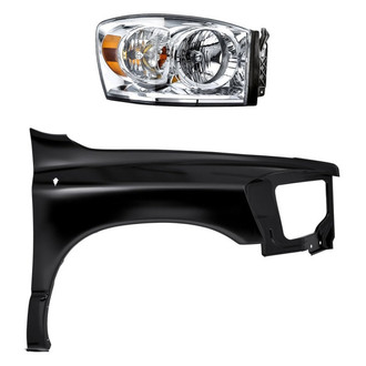 Replacement - 2-Piece Kit (Passenger Side Headlight, Front Passenger Side Fender) (CAPA Certified)