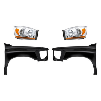 Replacement - 4-Piece Kit (Driver and Passenger Side Headlights, Driver and Passenger Side Fenders) (CAPA Certified)