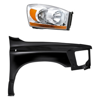 Replacement - 2-Piece Kit (Passenger Side Headlight, Front Passenger Side Fender) (CAPA Certified)
