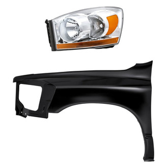 Replacement - 2-Piece Kit (Driver Side Headlight, Front Driver Side Fender) (CAPA Certified)