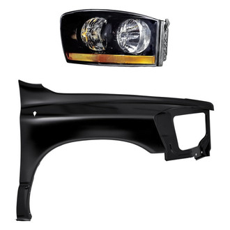 Replacement - 2-Piece Kit (Passenger Side Headlight, Front Passenger Side Fender) (CAPA Certified)