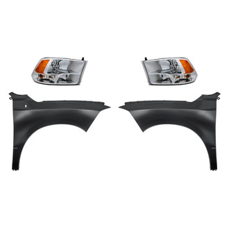 Replacement - 4-Piece Kit (Driver and Passenger Side Headlights, Driver and Passenger Side Fenders) (Standard Line)