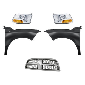 Replacement - 5-Piece Kit (Driver and Passenger Side Headlights, Grille, Driver and Passenger Side Fenders) (Standard Line)