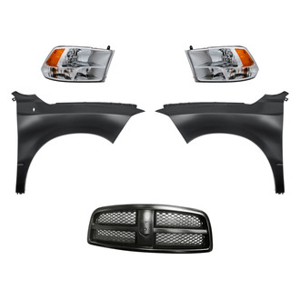Replacement - 5-Piece Kit (Driver and Passenger Side Headlights, Grille, Driver and Passenger Side Fenders) (Standard Line)