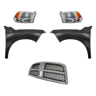 Replacement - 5-Piece Kit (Driver and Passenger Side Headlights, Grille, Driver and Passenger Side Fenders) (Standard Line)