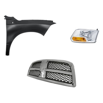 Replacement - 3-Piece Kit (Passenger Side Headlight, Grille, Front Passenger Side Fender) (Standard Line)