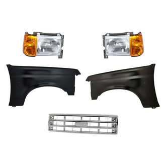 Replacement - 5-Piece Kit (Driver and Passenger Side Headlights, Grille, Driver and Passenger Side Fenders) (Standard Line)