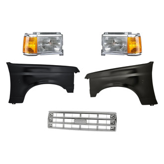 Replacement - 5-Piece Kit (Driver and Passenger Side Headlights, Grille, Driver and Passenger Side Fenders) (Standard Line)